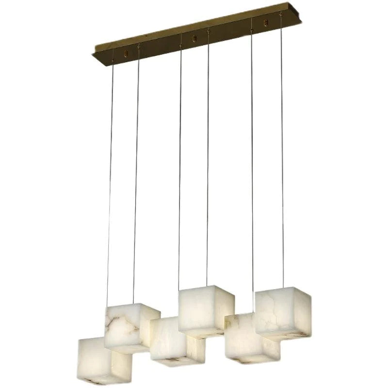 Vasilia Alabaster Cubic Pendant For Dining Table, Kitchen Island Pendant