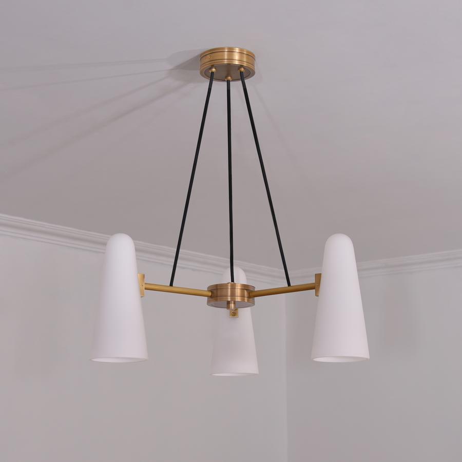 White Ceramics Round Chandelier 32 inch, 3-lights