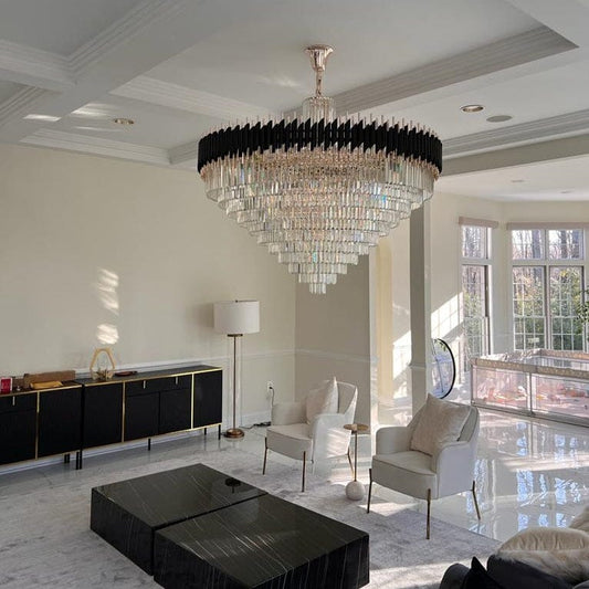 60 Inch Luxury Modern Round Crystal Chandelier Lighting for Living Room - GILDLAMPS