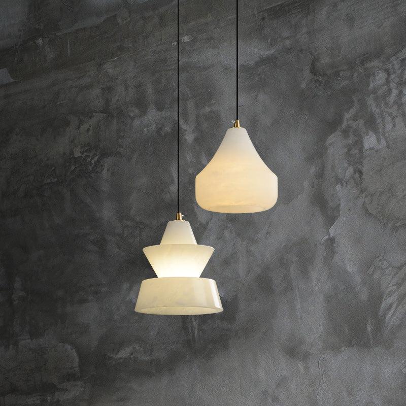 Felix Small Alabaster Pendant Light Besides Bed