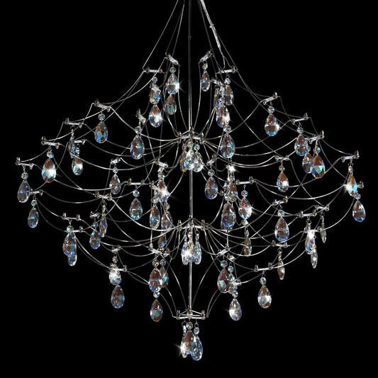 Silver 31.5 inch Round Crystal Raindrop Chandelier for Modern Homes