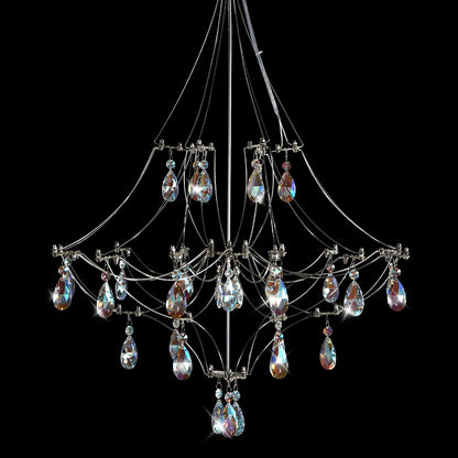 Silver Crystal Round Chandelier 23.6 inch Modern Luxury Raindrop Light