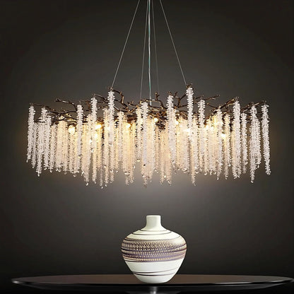 47.2 inch Black Modern Crystal Chandelier for Dining Rooms