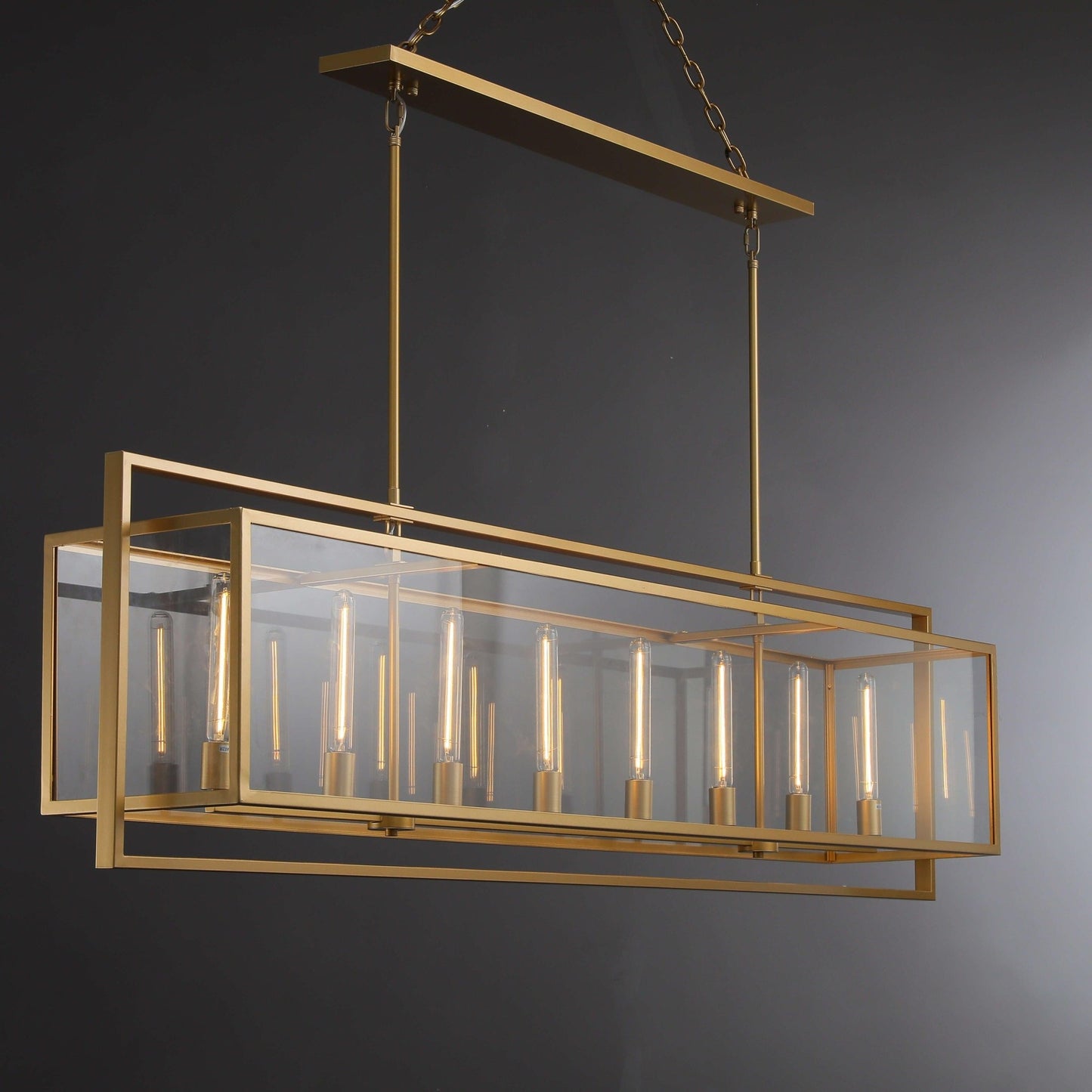 72 Inch Glass Rectangular Chandelier - Beckman - GILDLAMPS