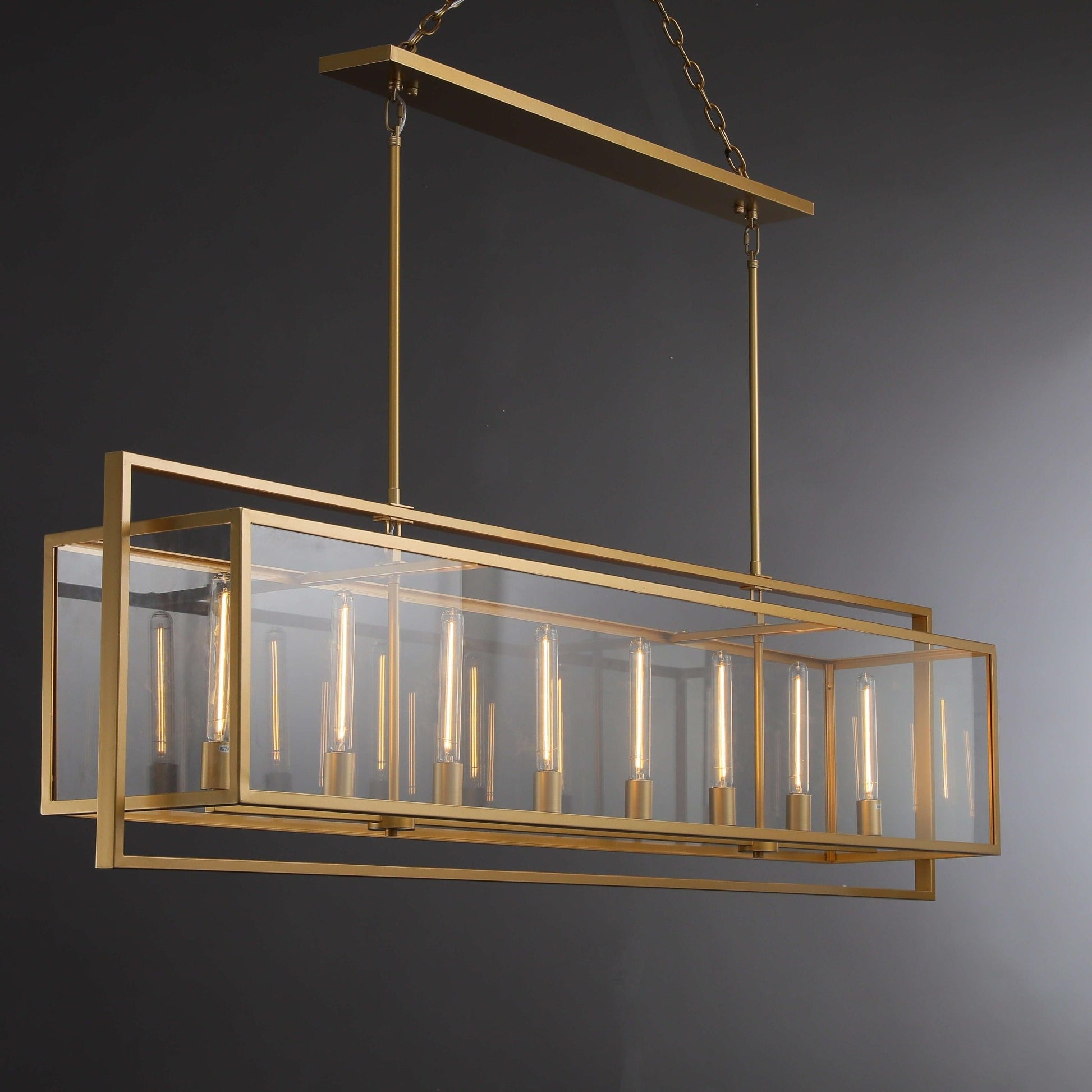 72 Inch Glass Rectangular Chandelier - Beckman - GILDLAMPS