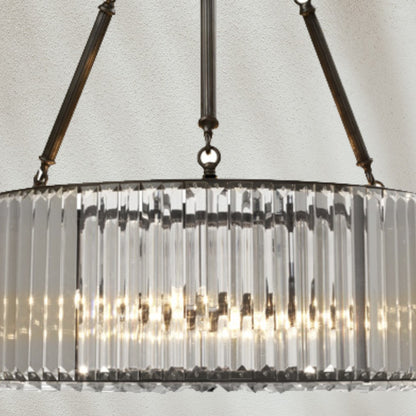 Modern Drum Glass Chandelier with Metal Frame