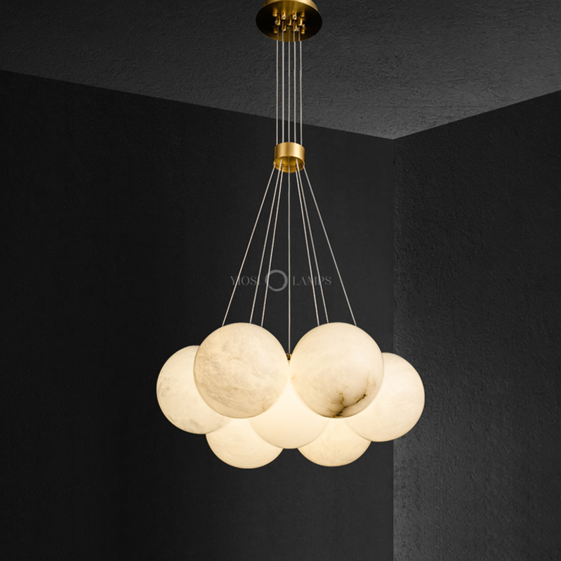 Sophie Modern Alabaster Ball Pendant Light, Dining Room Light