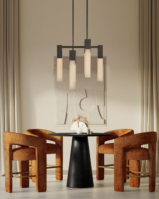8 Lights Organic Elegance Linear Convet Alabaster Chandelier - GILDLAMPS