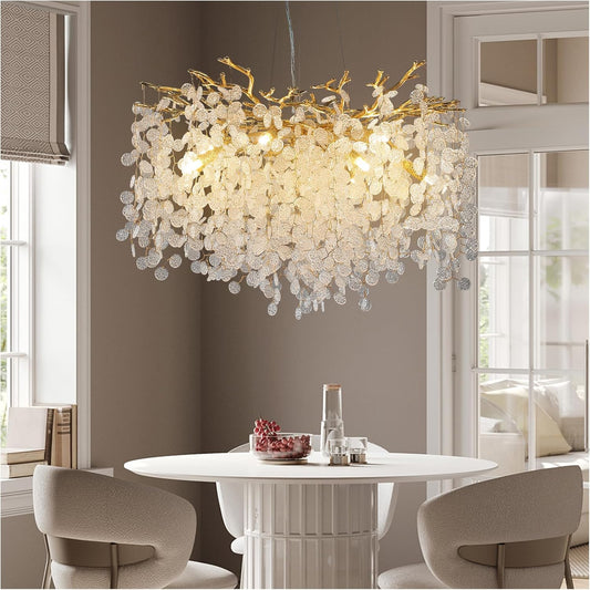30-Inch Modern Tree Branch Crystal Chandelier for Dining Rooms