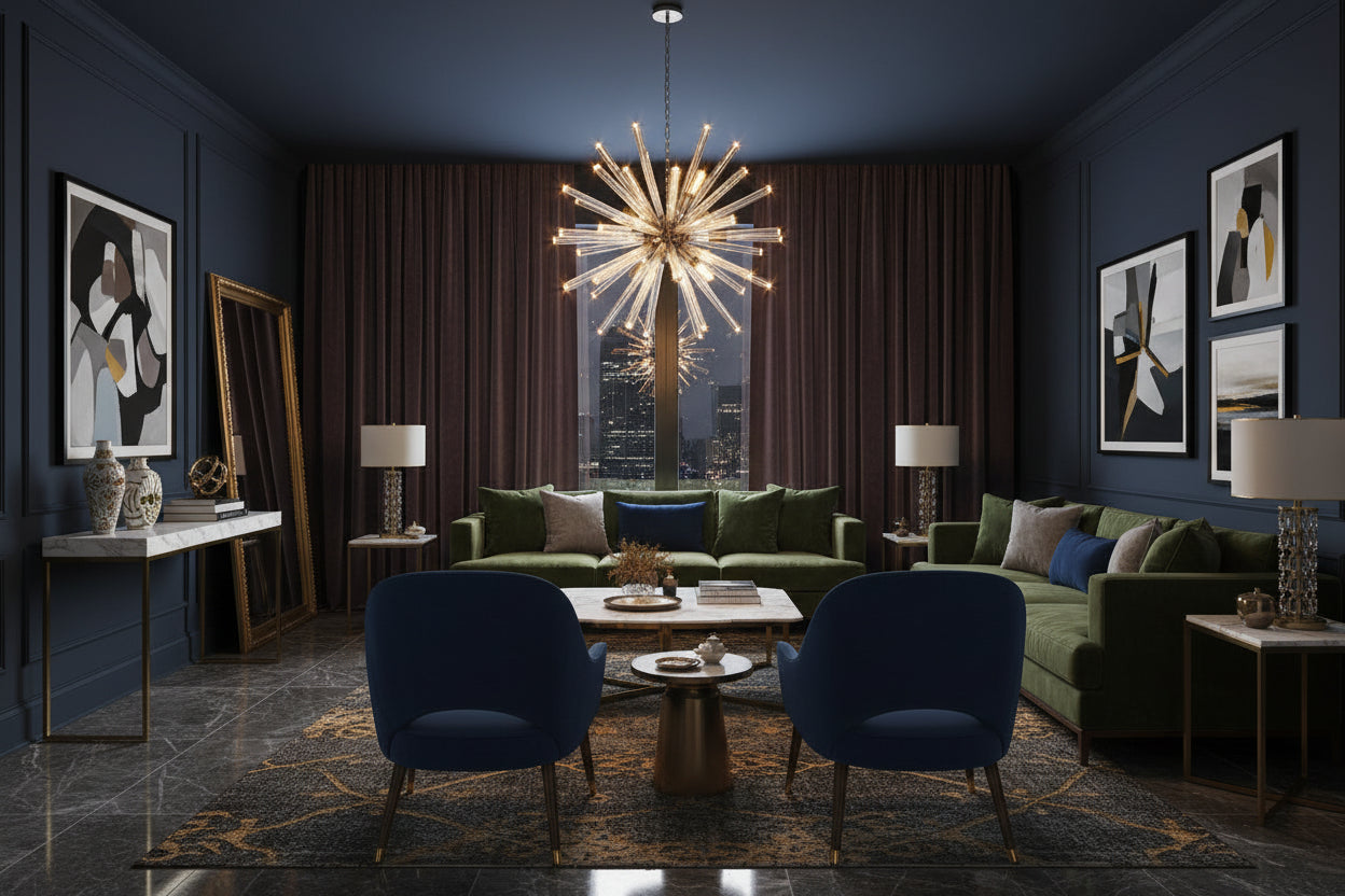 Modern Crystal Flush Mount Ceiling Light with Metal Base