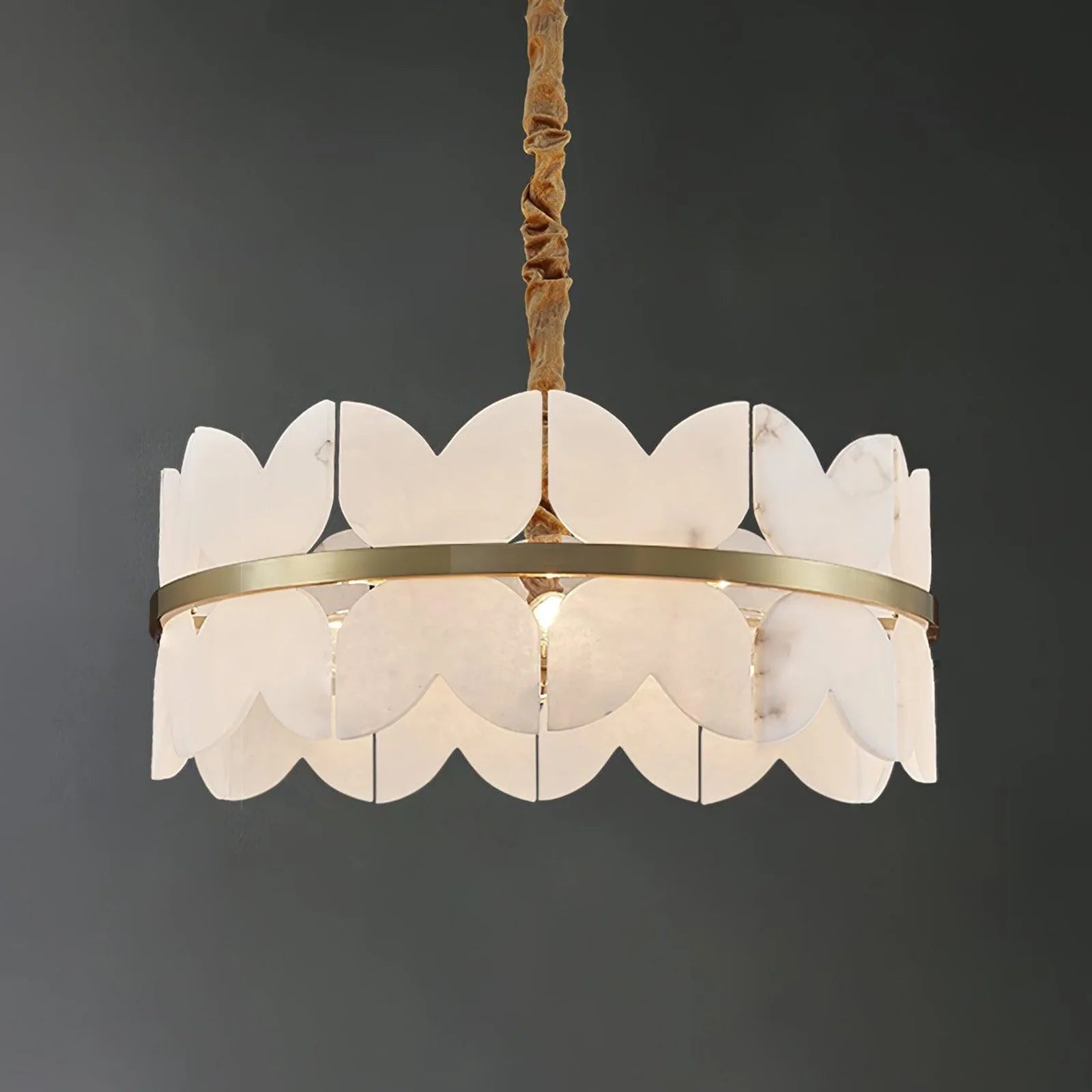 Alabaster Cloudscape Brass Chandelier