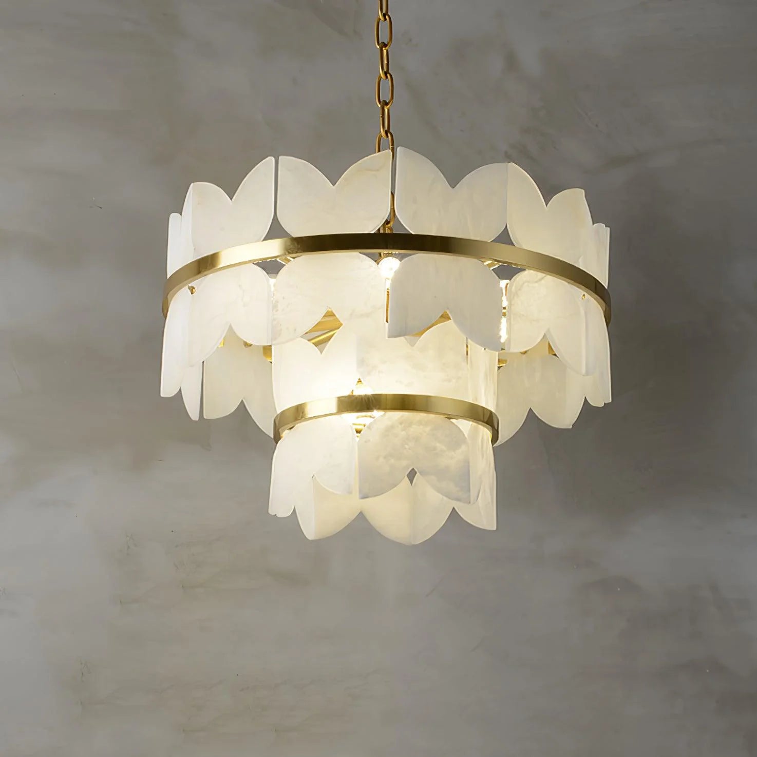 Alabaster Cloudscape Brass Chandelier