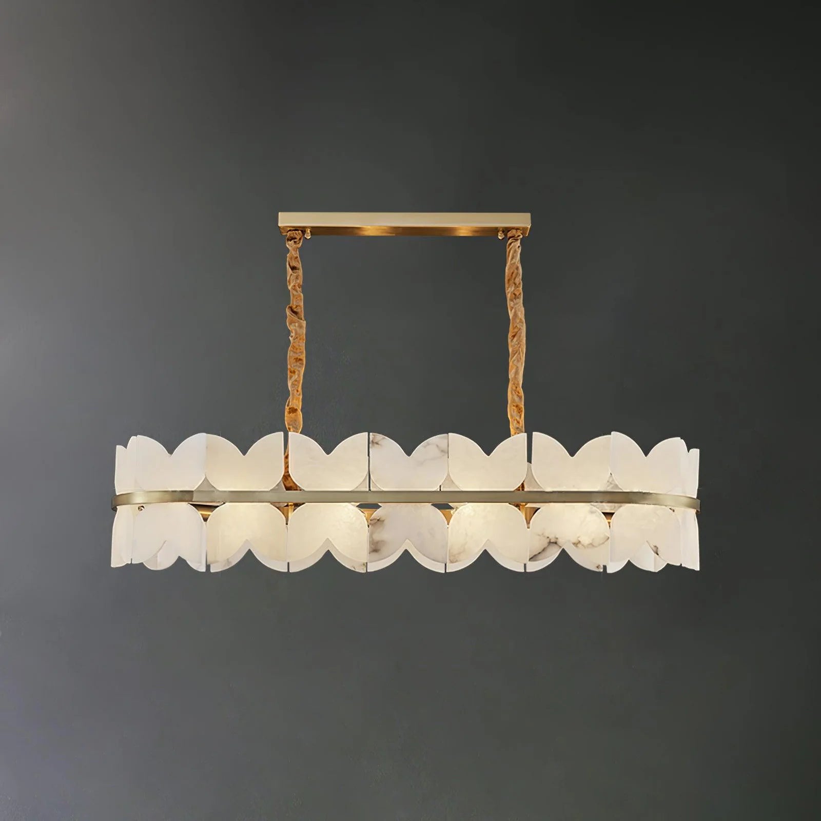 Alabaster Cloudscape Brass Chandelier