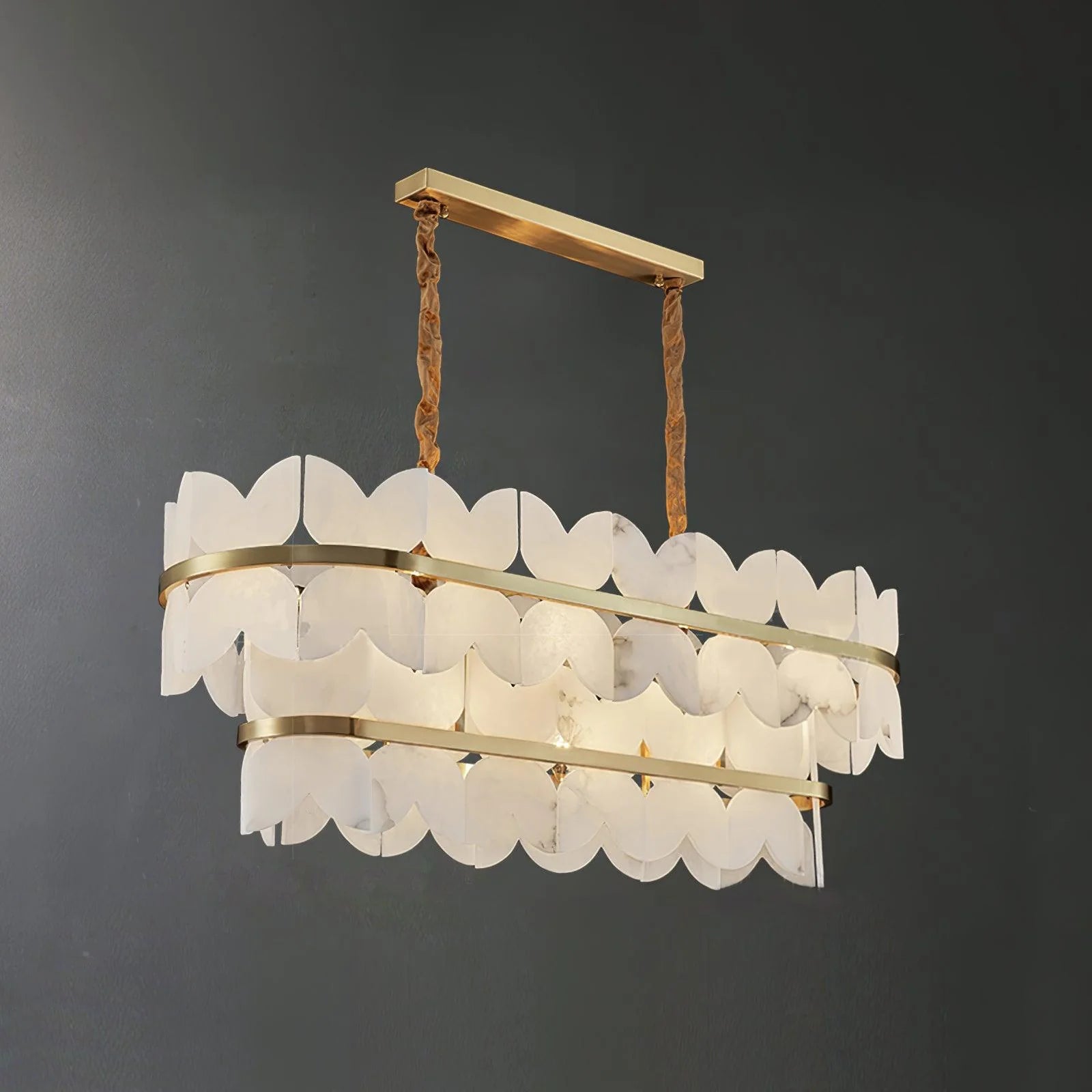 Alabaster Cloudscape Brass Chandelier