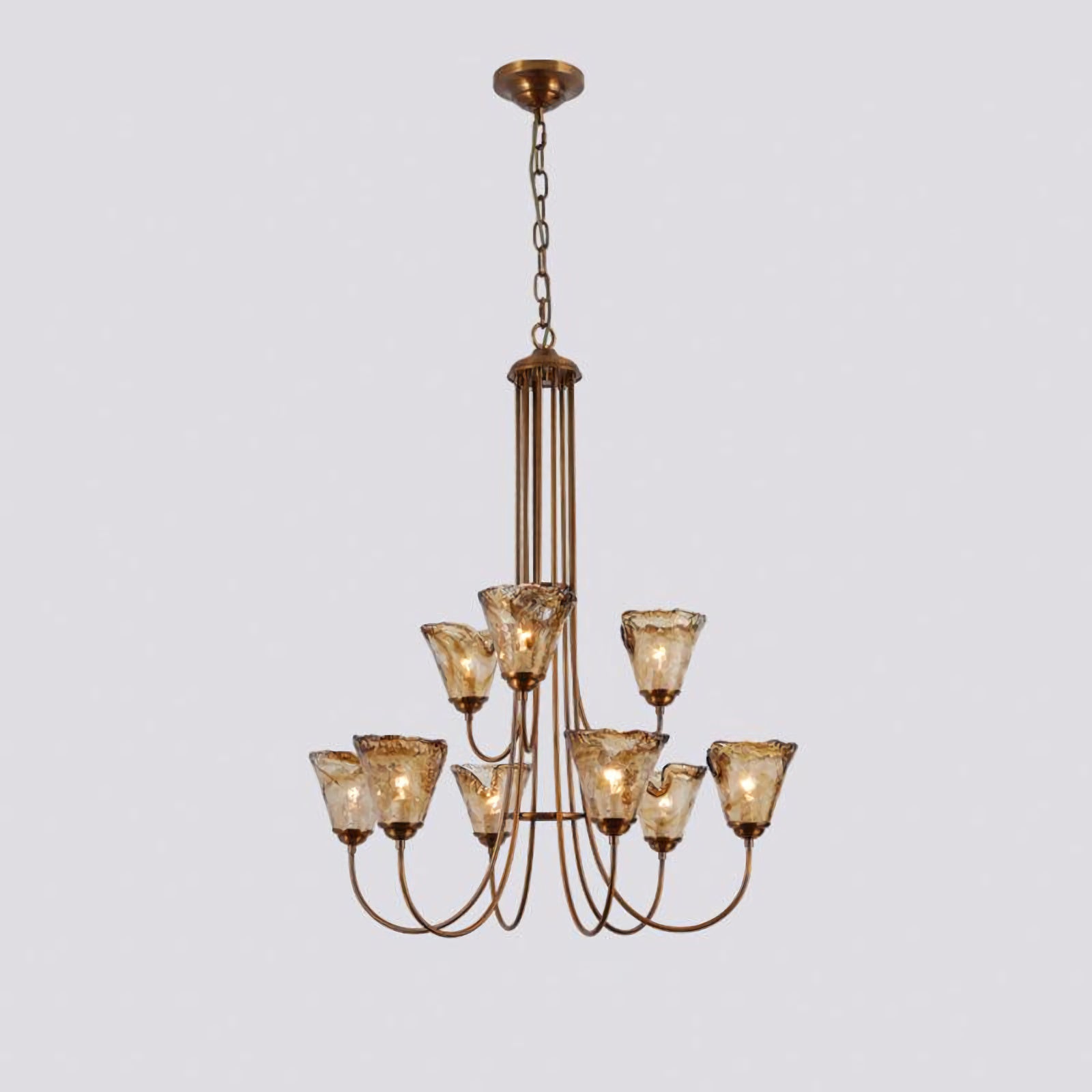 Amber Wavy Glass Chandelier