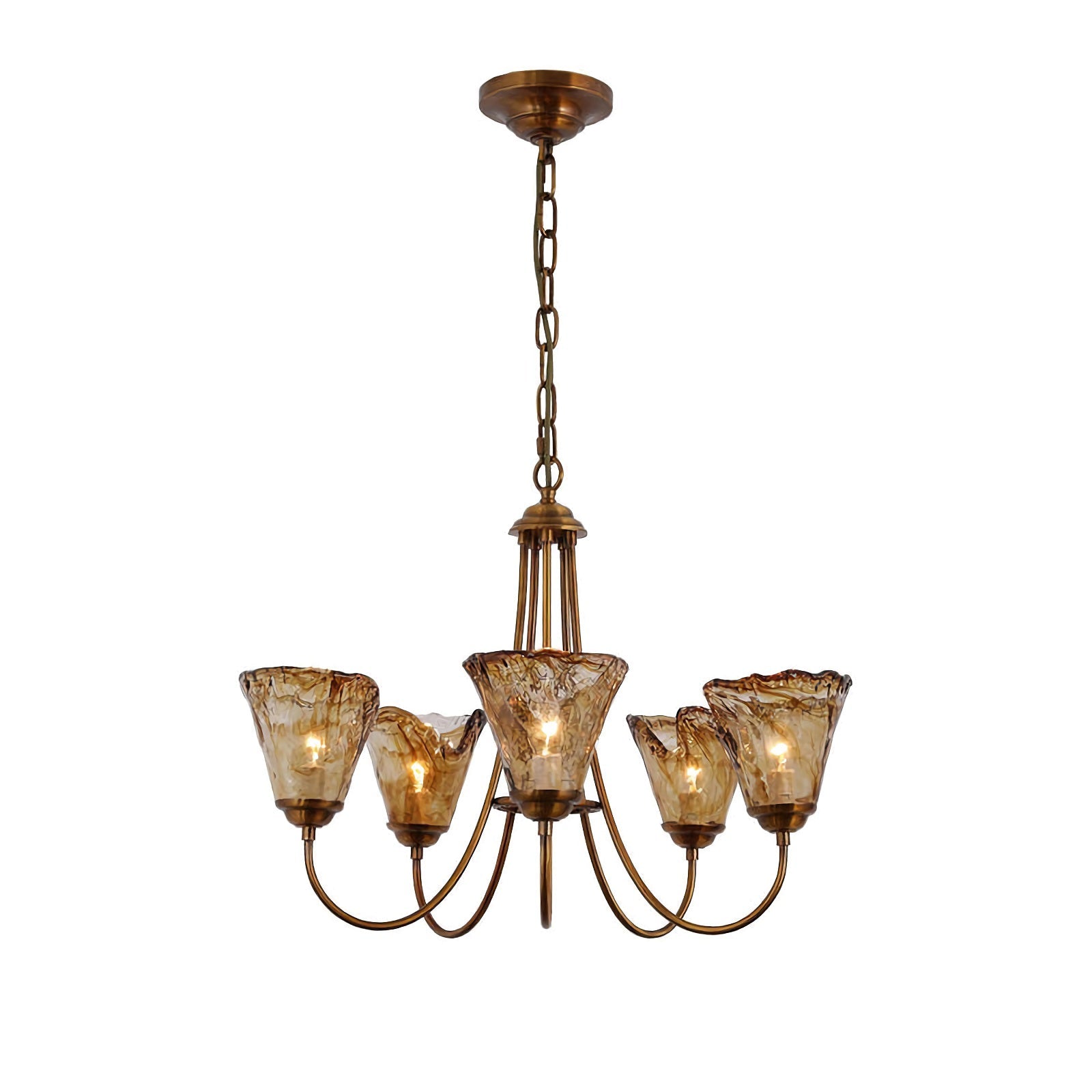 Amber Wavy Glass Chandelier