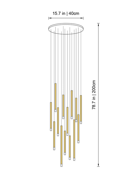 Clustered Tubes LED Chandelier by Aurorae Lighting