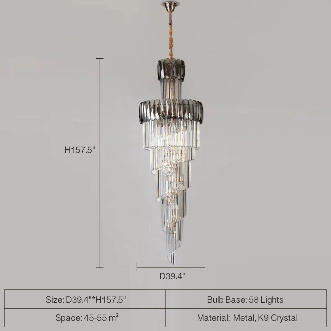 Luxury Extra Large Foyer Spiral Staircase Chandelier