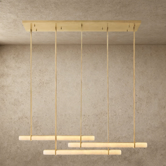 Audubon Alabaster Triple Bar Linear Chandelier