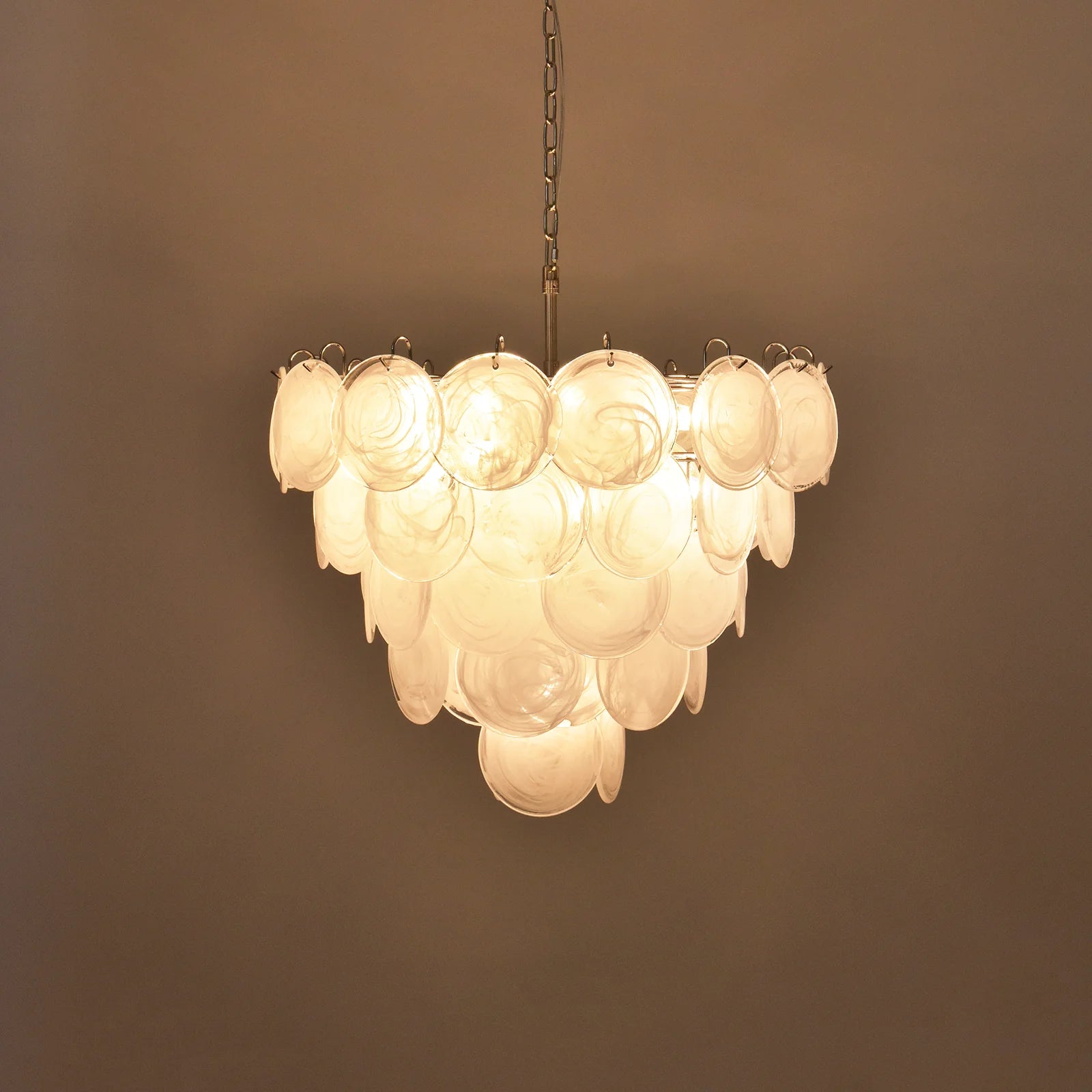 Elegant White Murano Disc Chandelier