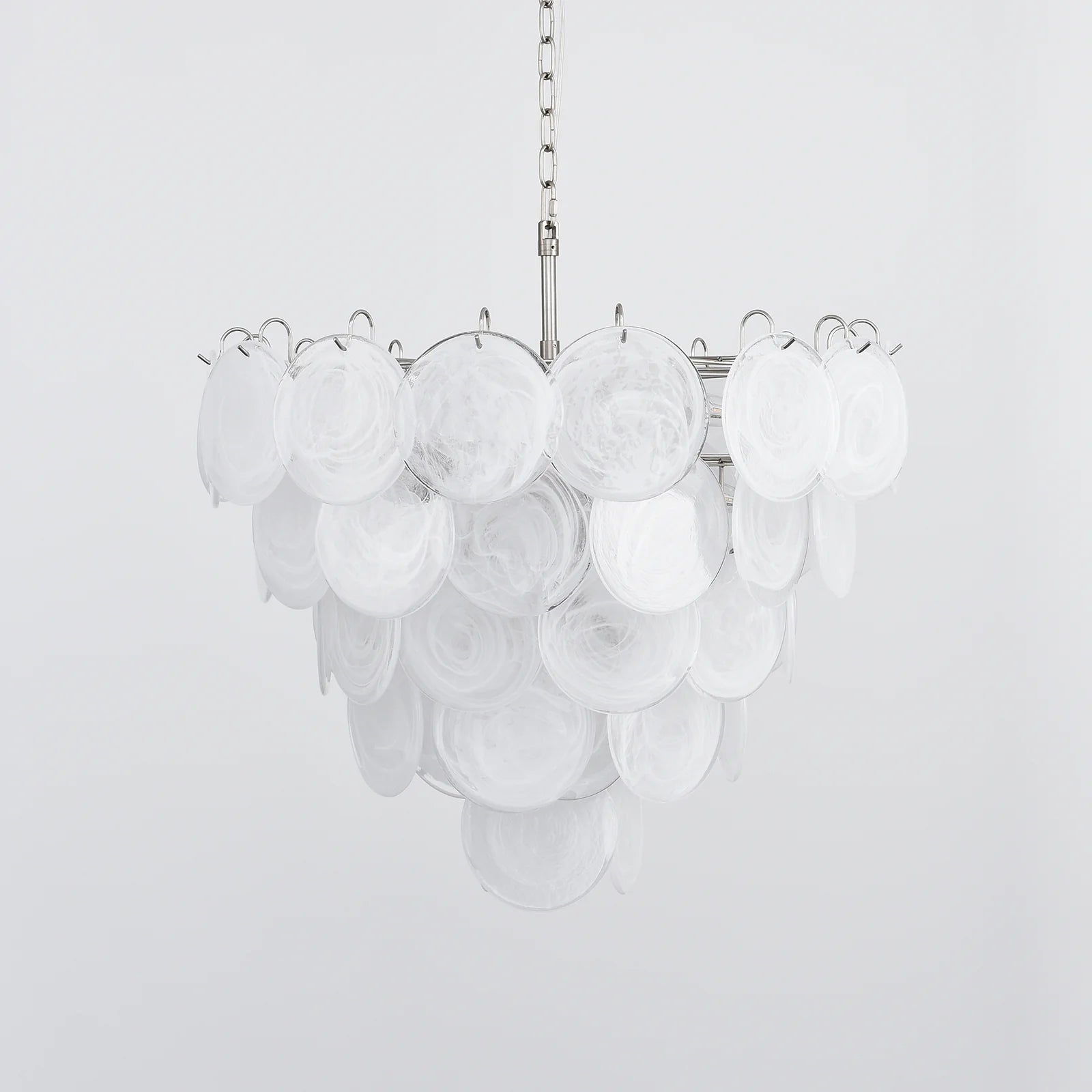 Elegant White Murano Disc Chandelier