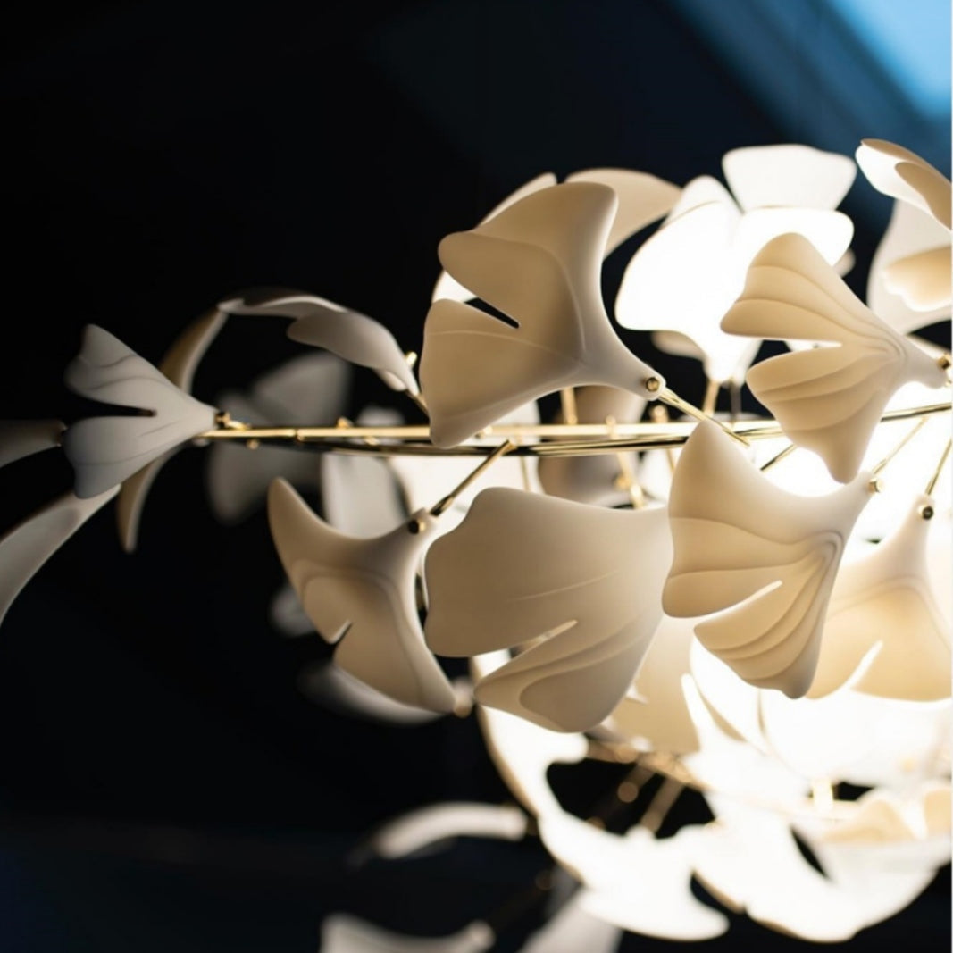 Extra Large Ceramics Twig White Flowers Chandelier Iron Tree Branch Pendant Light For Big Living/ Dining Room