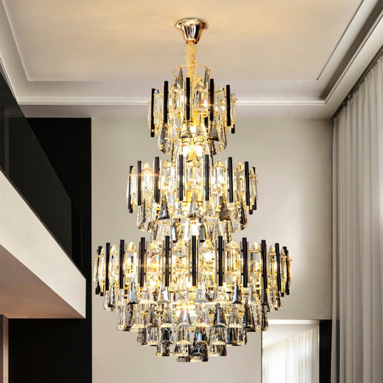 Foyer 3 Layers Extra Large Crystal Chandelier