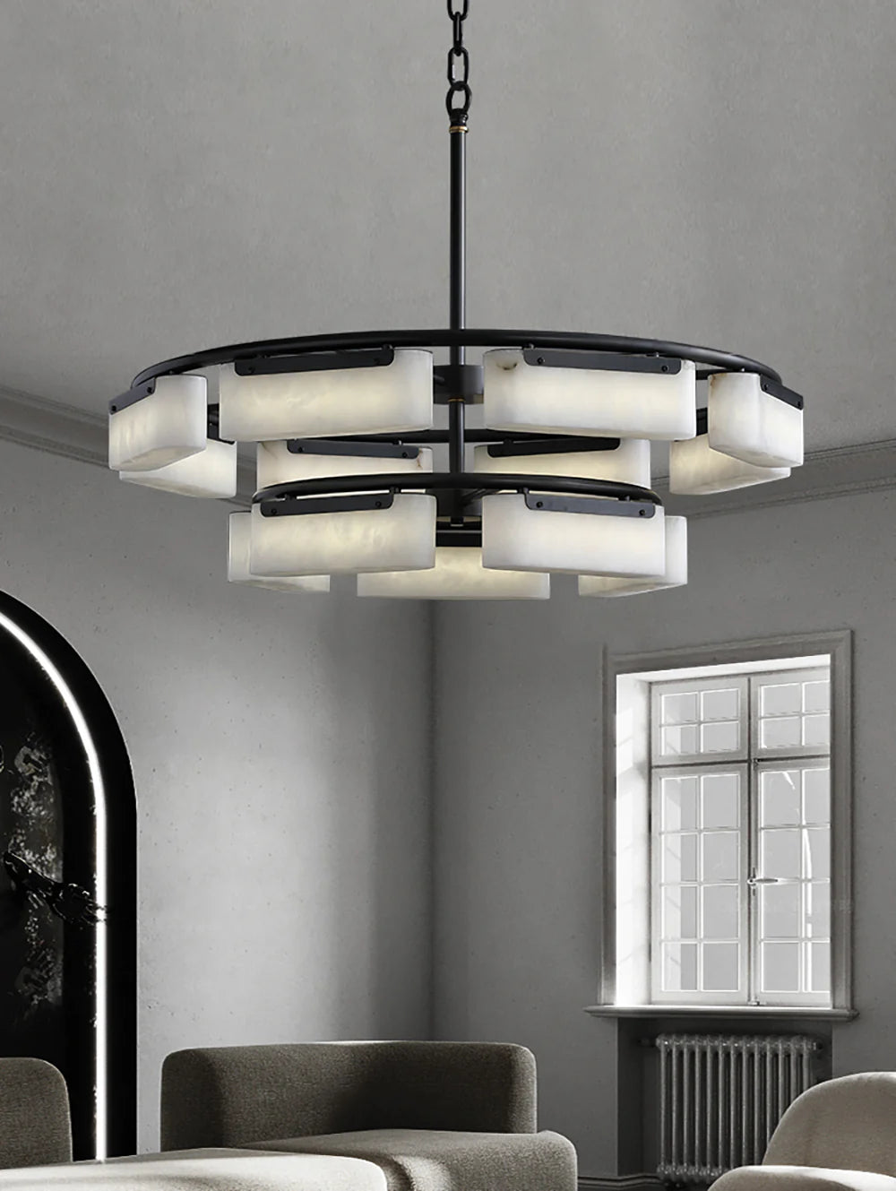 Rectangle Fusion Alabaster Chandelier