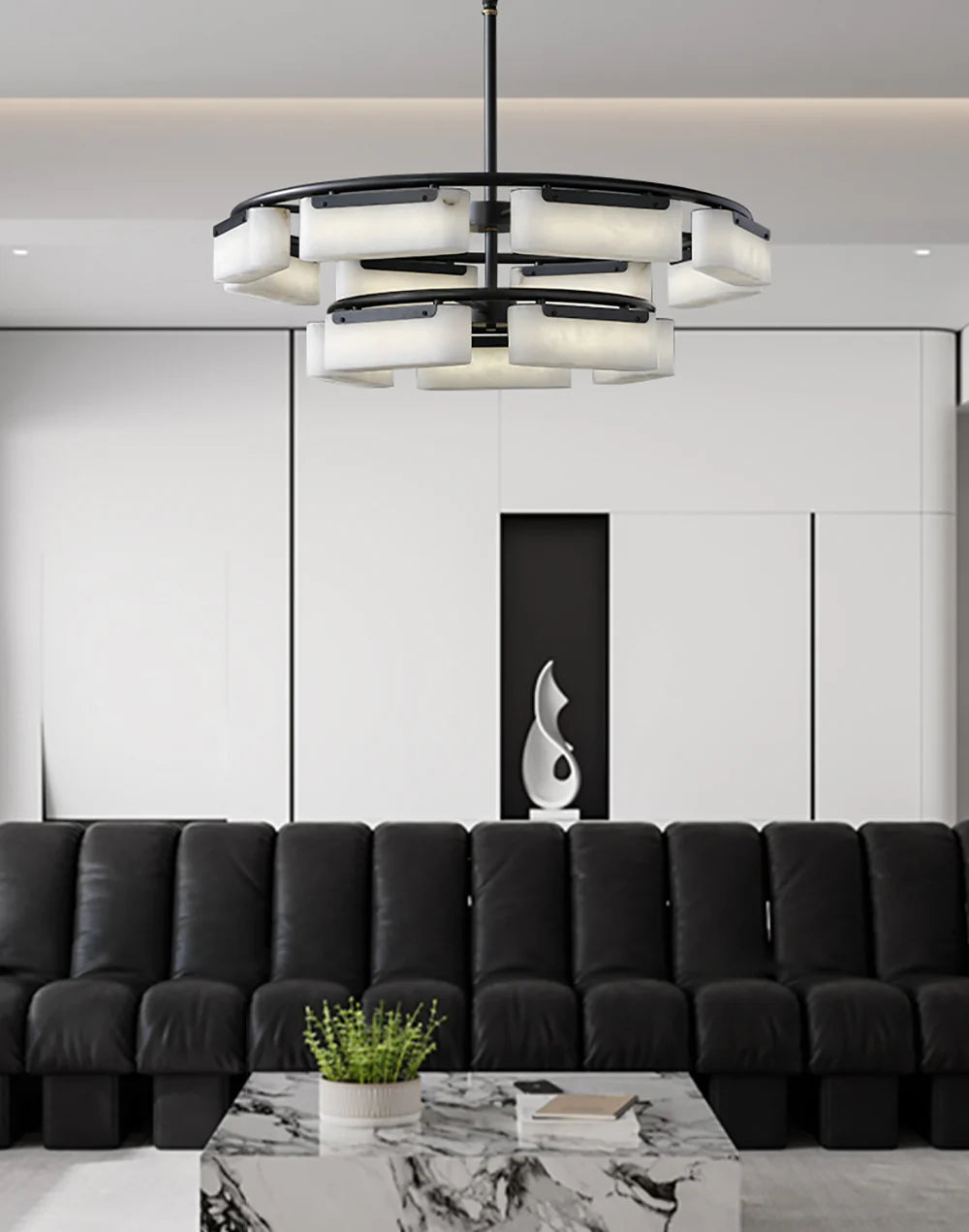 Rectangle Fusion Alabaster Chandelier