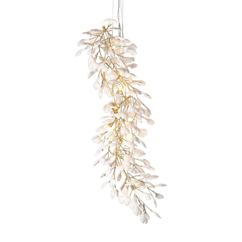 Ceramic Ginkgo Staircase  Long Branch Chandelier