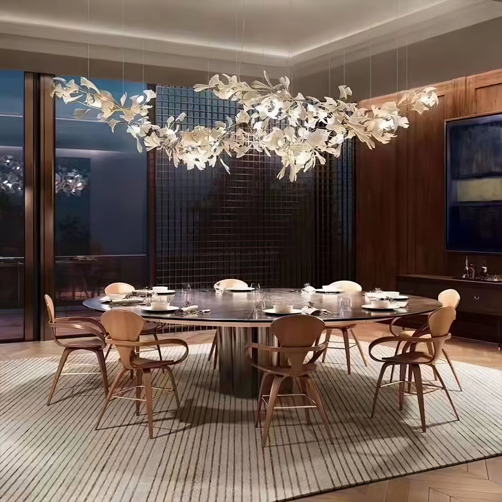 Double Layer Combination Gingko Chandelier