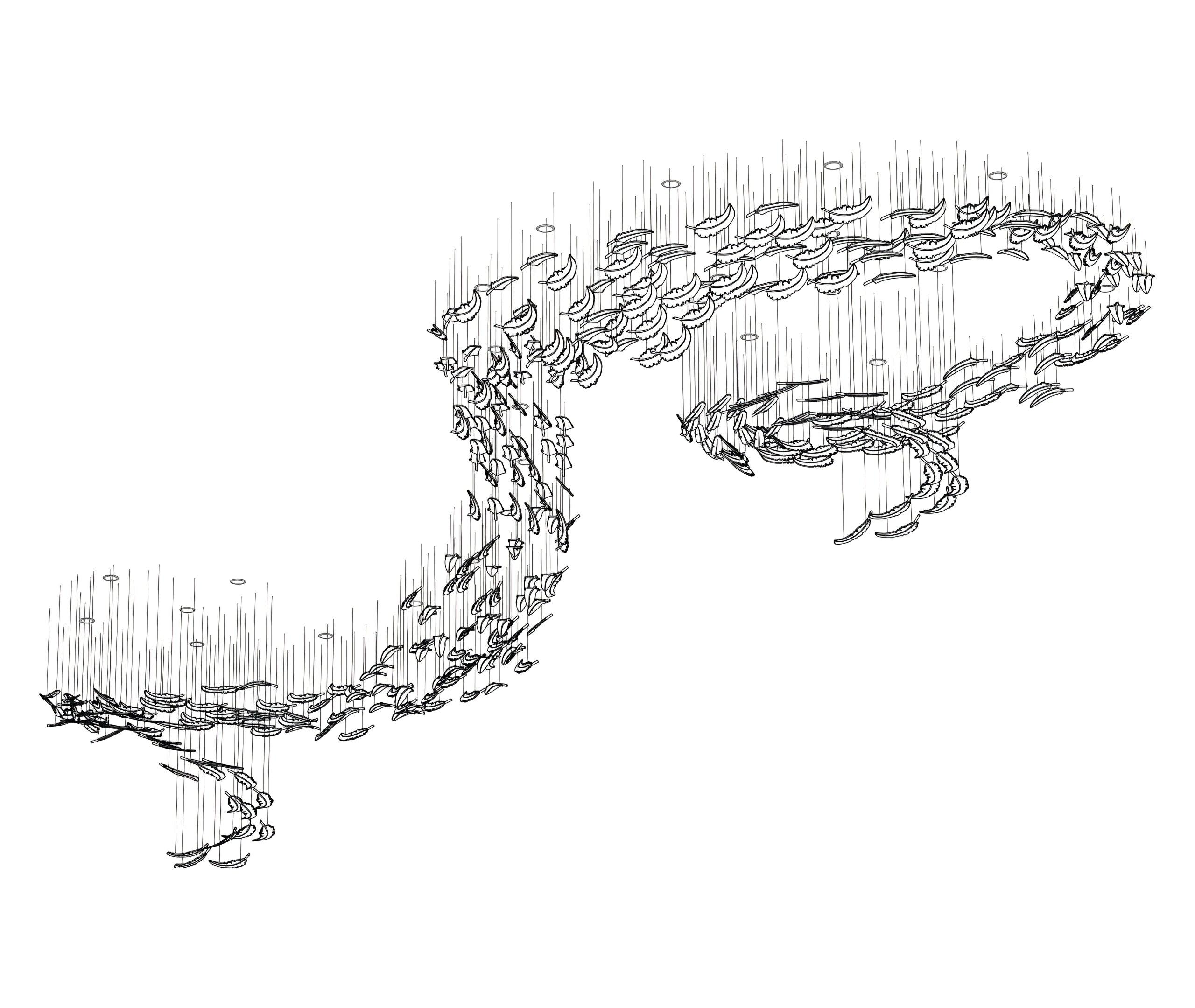 Glass Feathers Chandelier