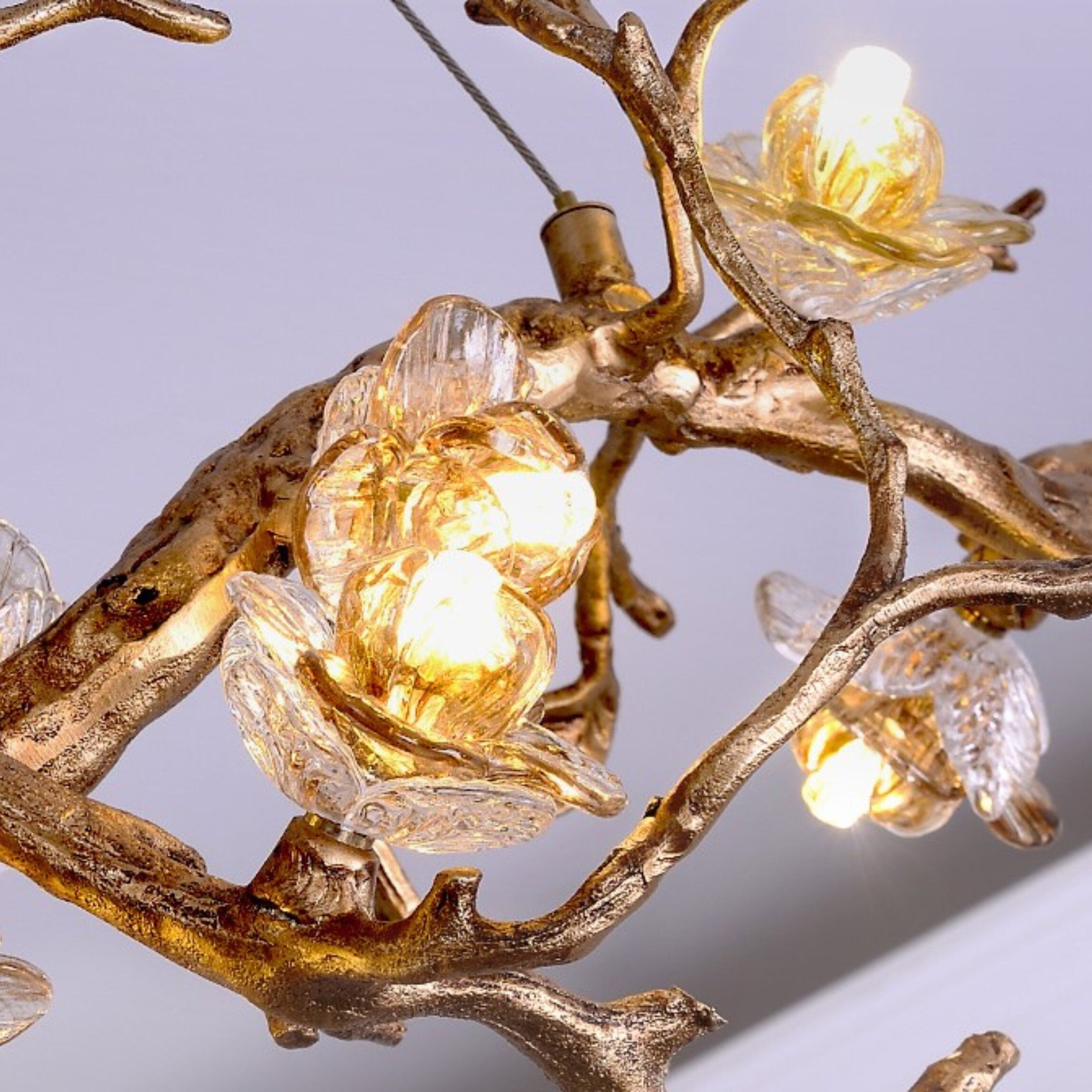 Glass Flower Tree Branch Chandelier