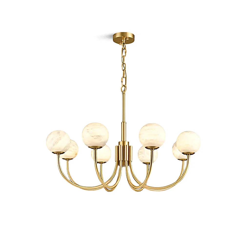 Gold Alabaster Round Chandelier