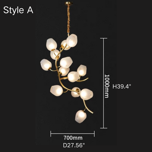 Artistic Glass Lampshade Chandelier with Branches Design for High Ceilings