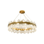 Round Luxury Crystal Column Chandelier