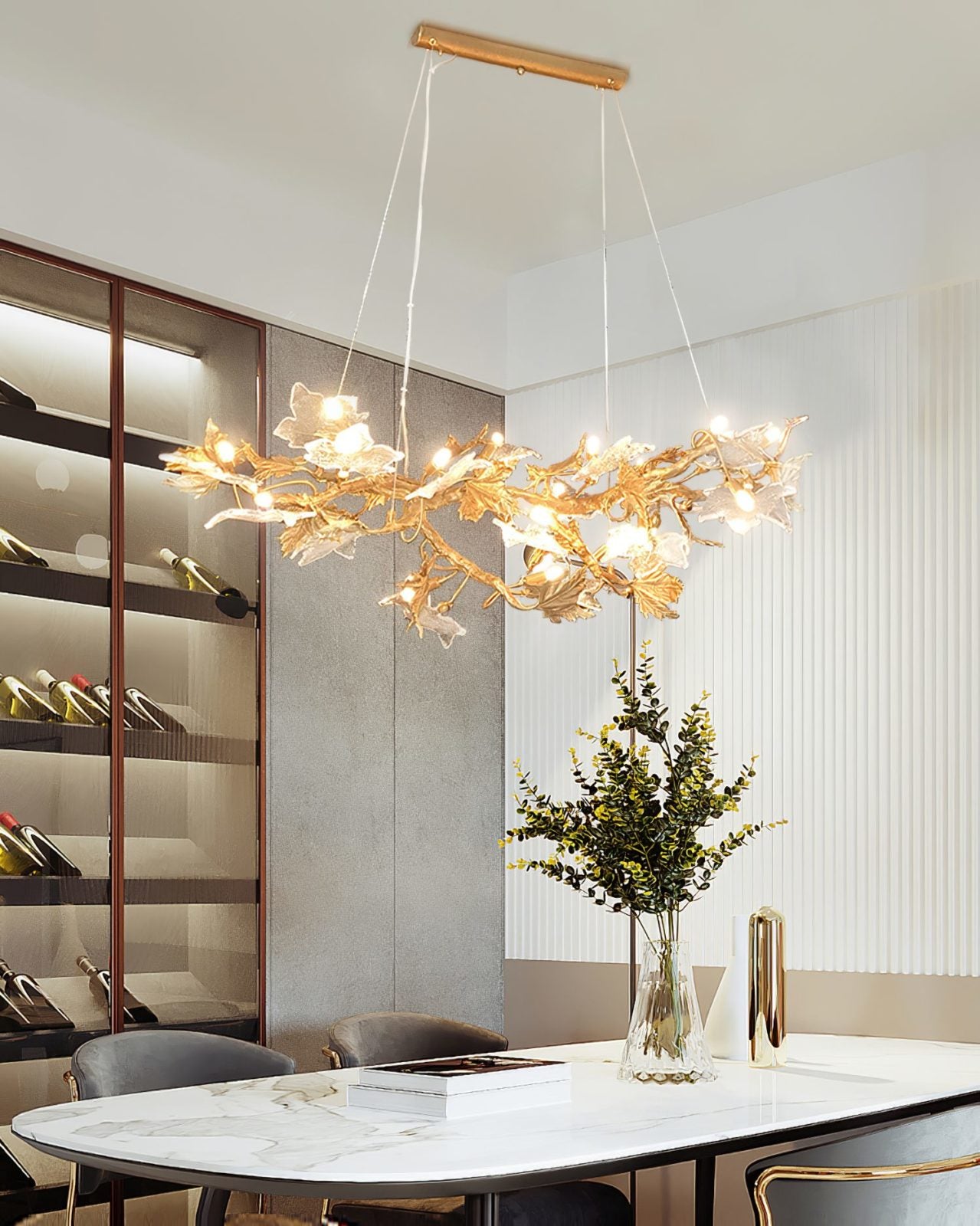 Maple Leaf Brass Chandelier