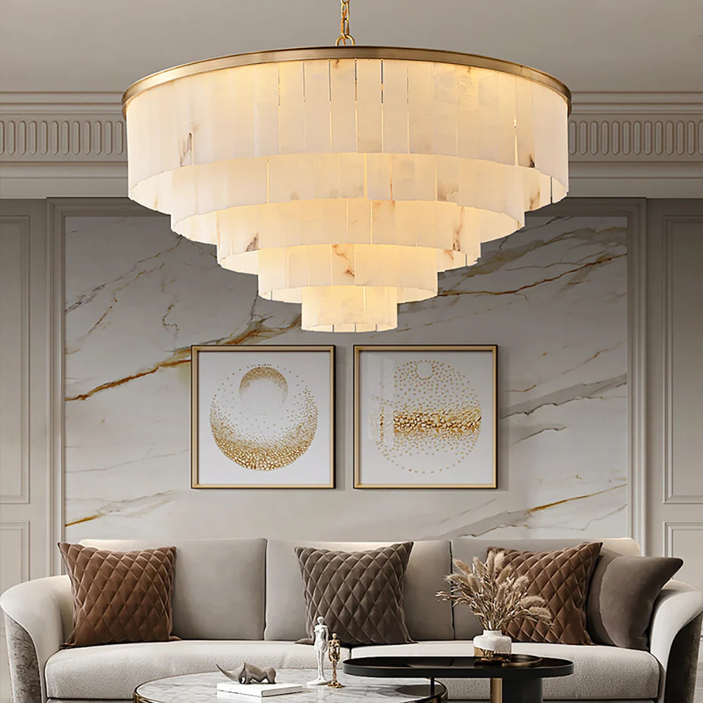Modern Marble Tiered Chandelier