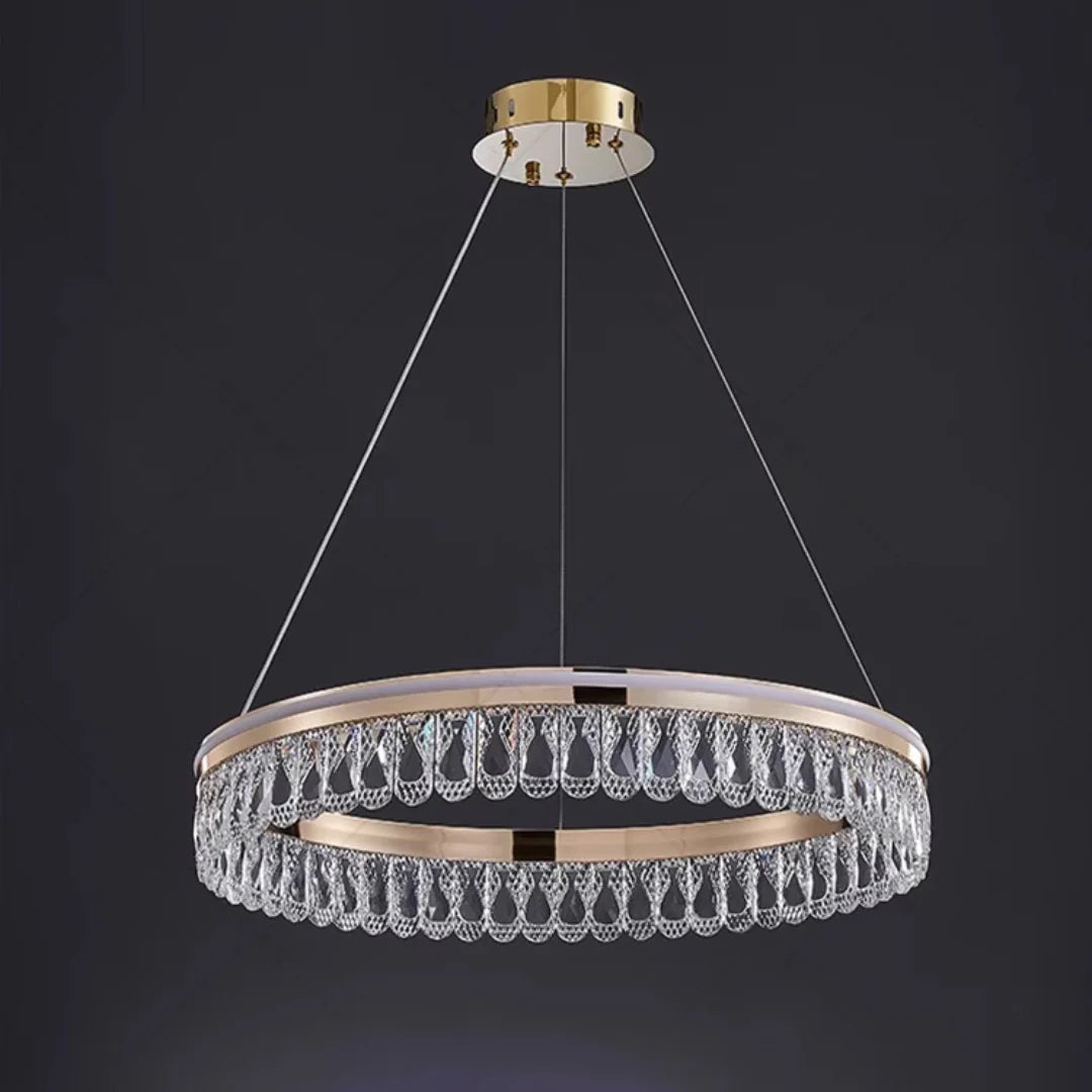 Modern Large Crystal Ring Chandelier