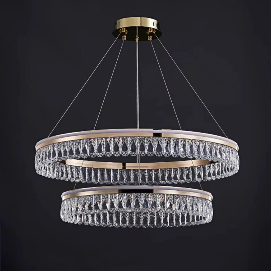 Modern Large Crystal Ring Chandelier