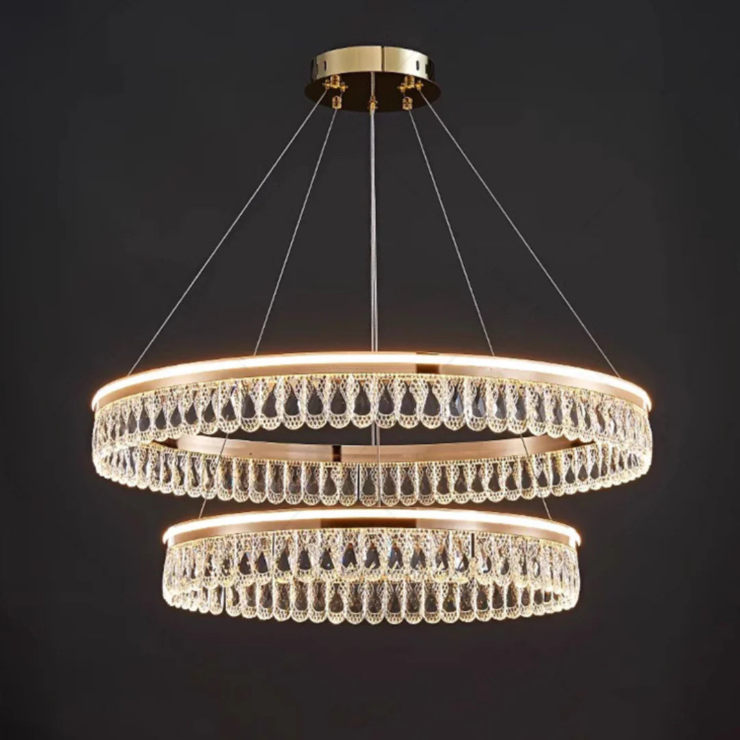 Modern Large Crystal Ring Chandelier