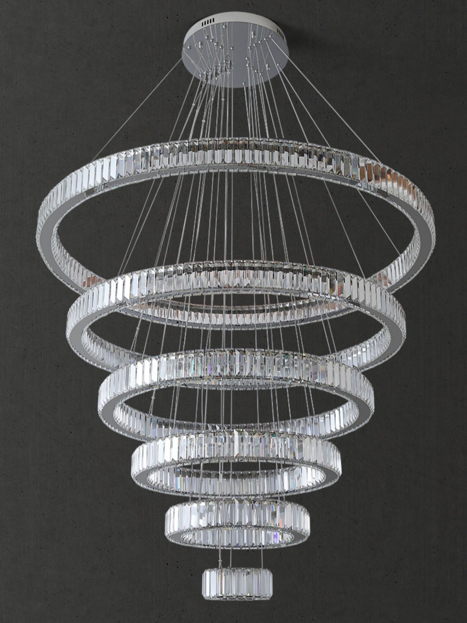 Modern Front Entryway Chandelier 5/6/7 Rings Crystal Gold/ Chrome Finish Ceiling Lamp