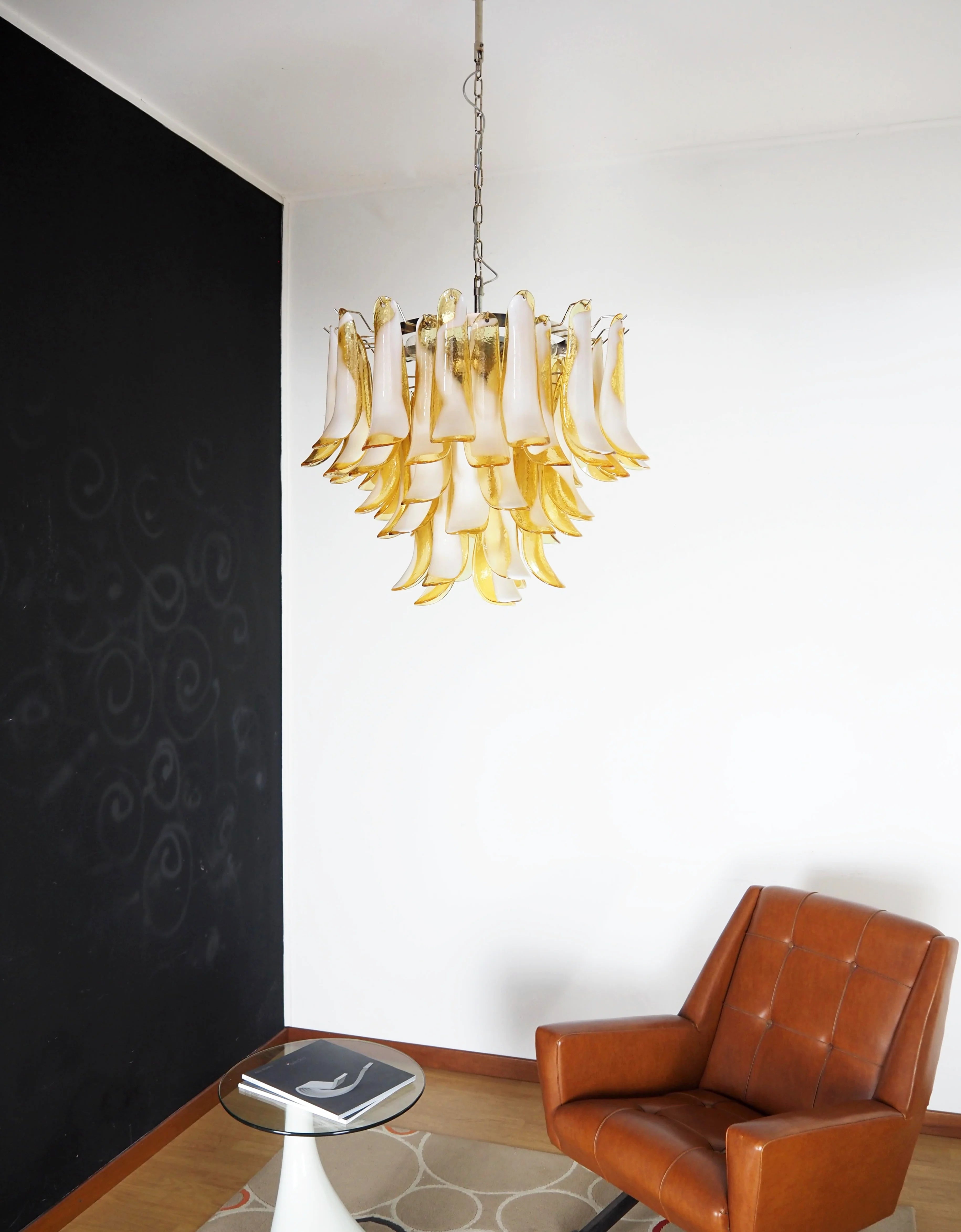 Vintage Caramels Glass Murano Petals Chandelier