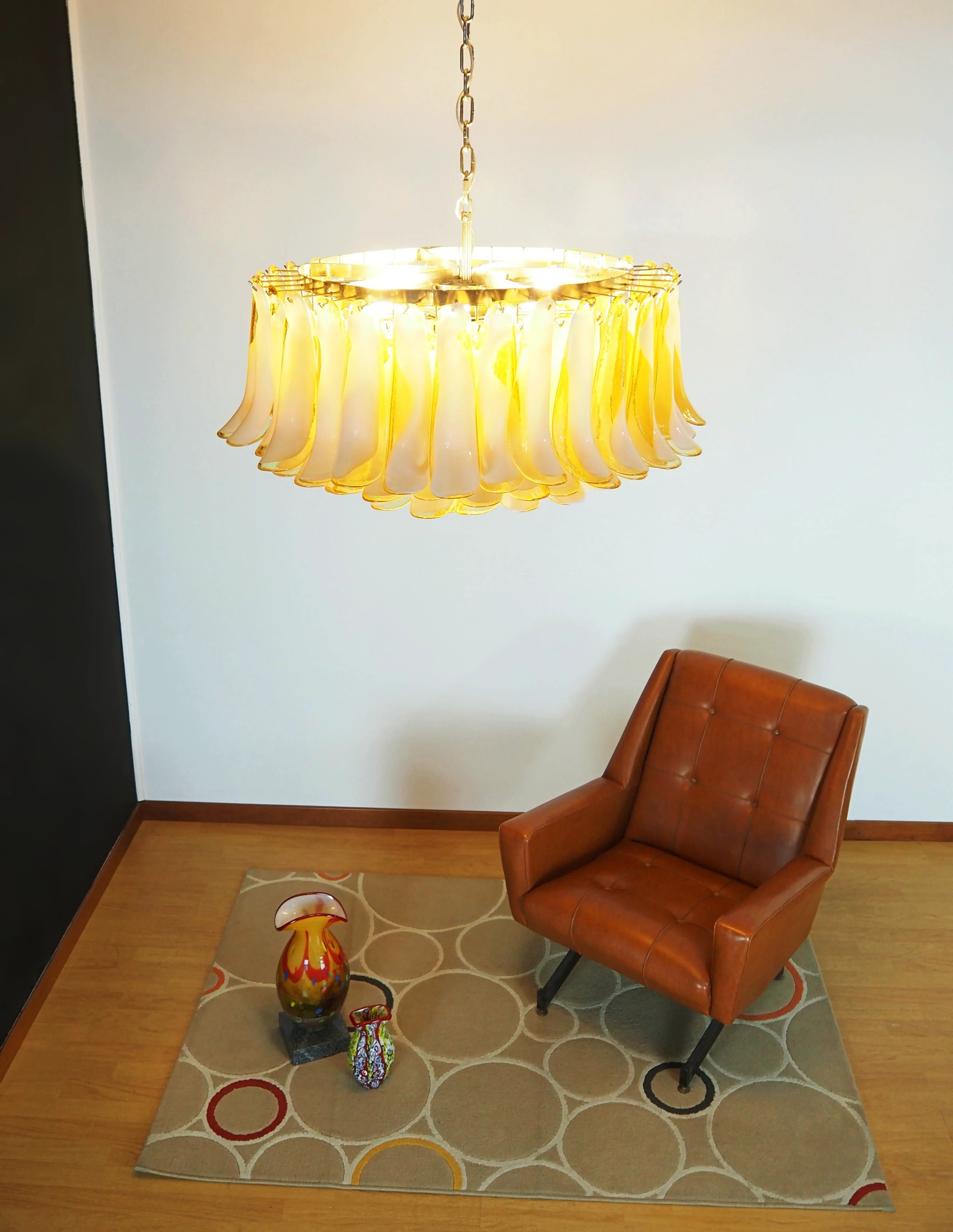 Murano Caramel Glass Petal Chandelier