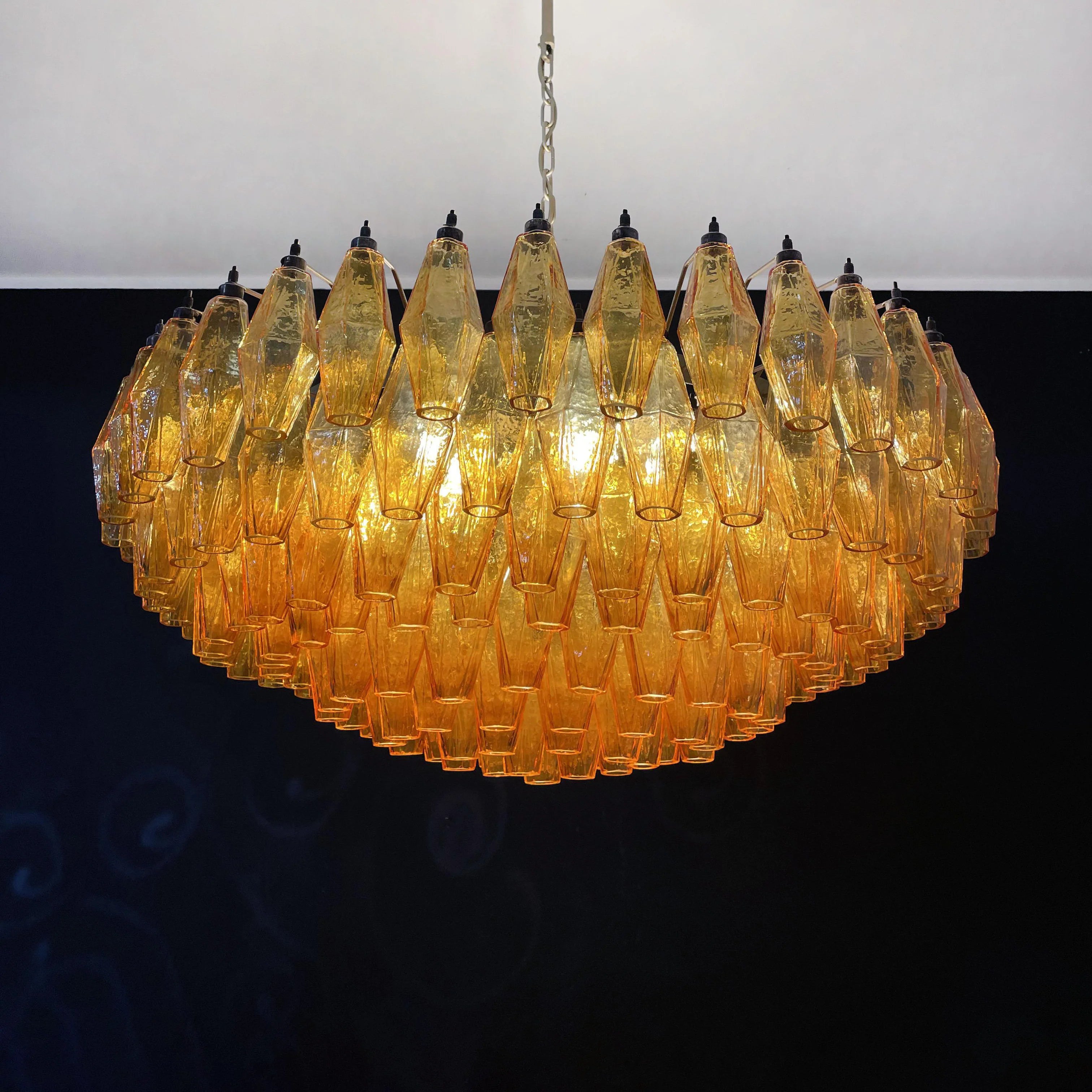 Murano Faceted Amber Glass Chandelier