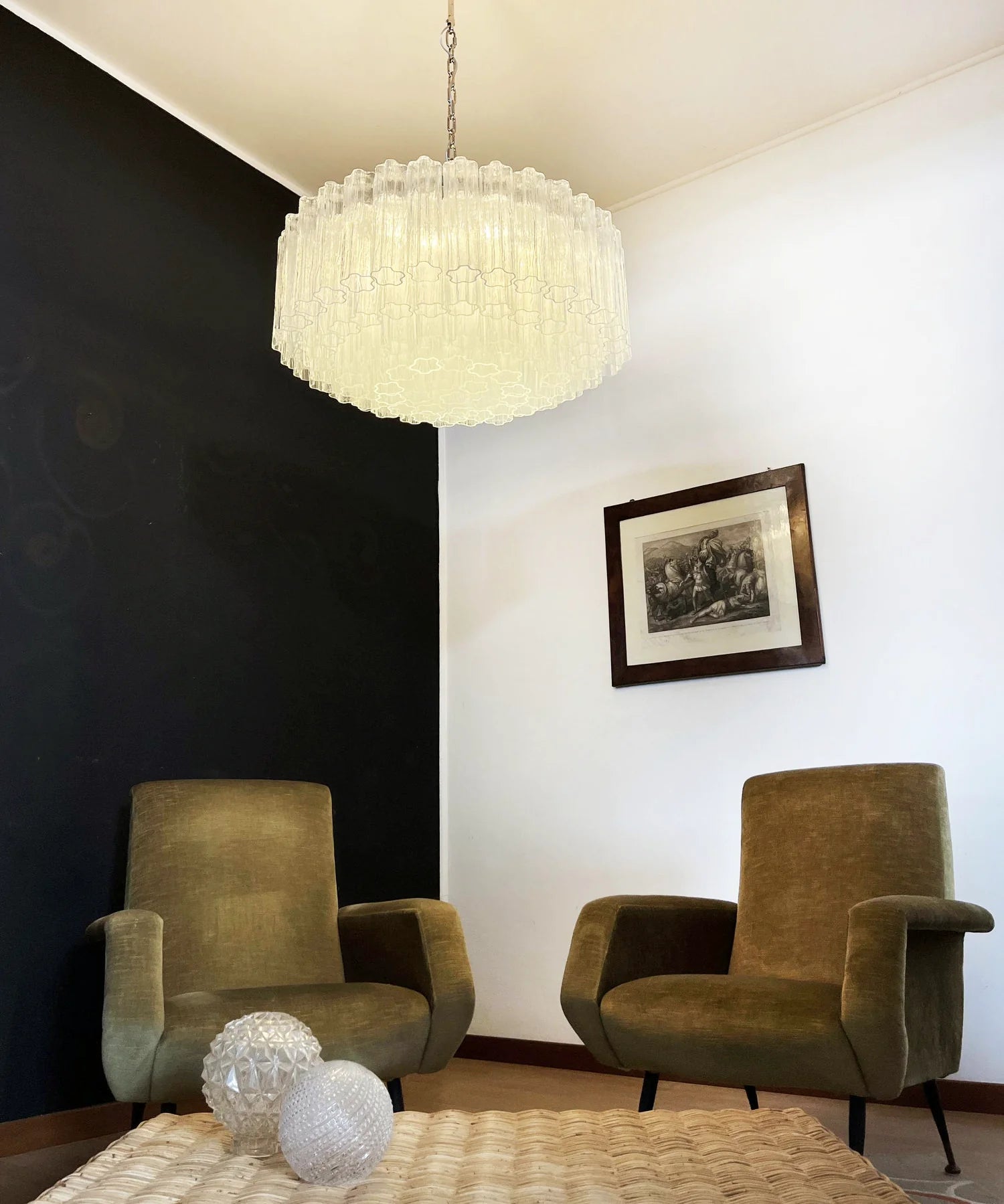 Murano Large Transparent Glass Tube Chandelier