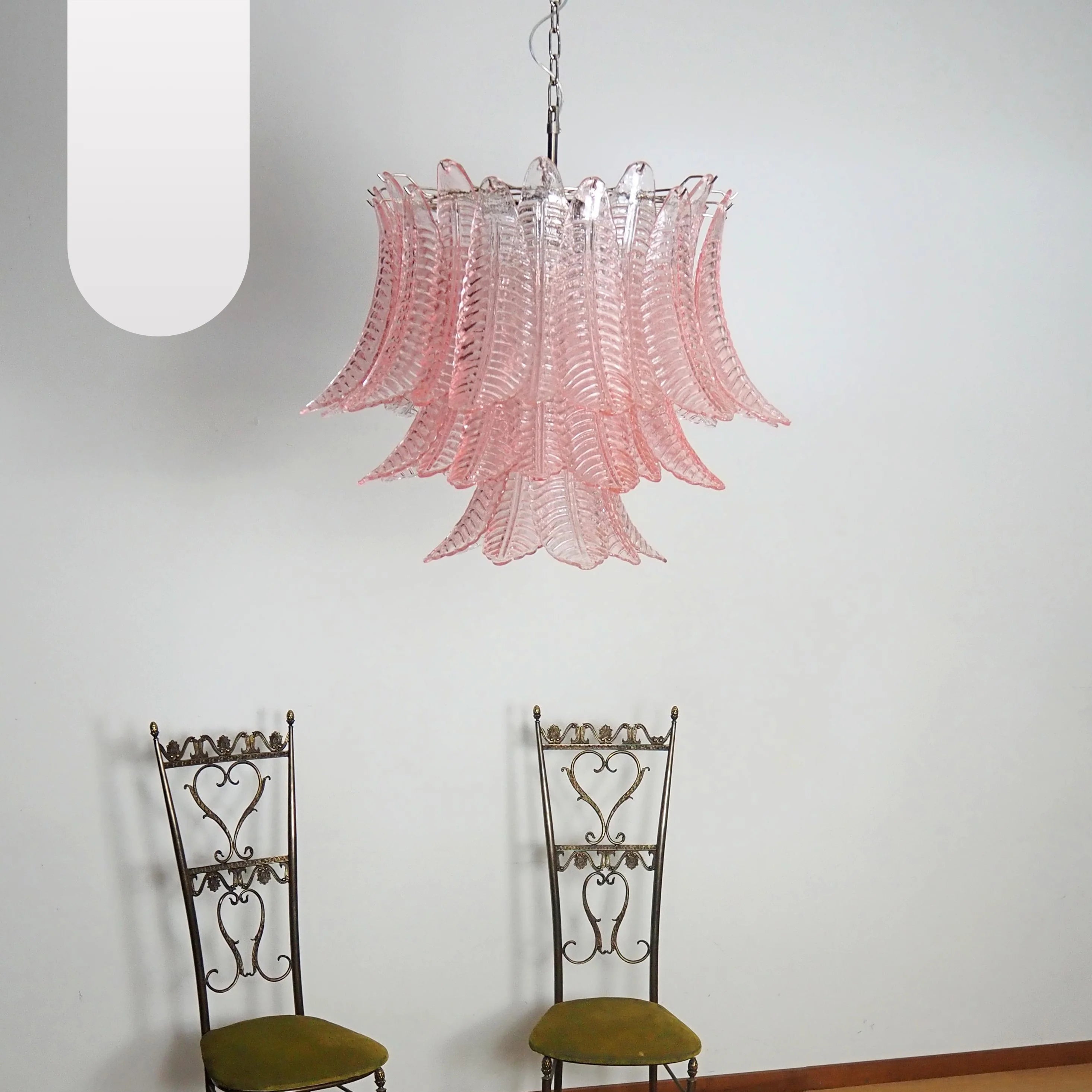 Murano Pink Ferns Glass Chandelier