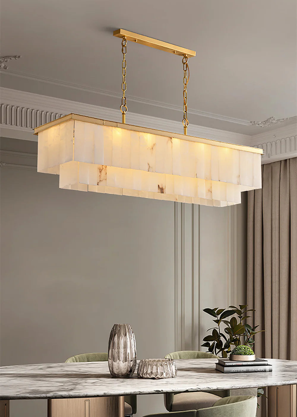 Natural Alabaster Dining Room Chandelier