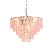 Pink Ridged Glass Rectangle Chandelier