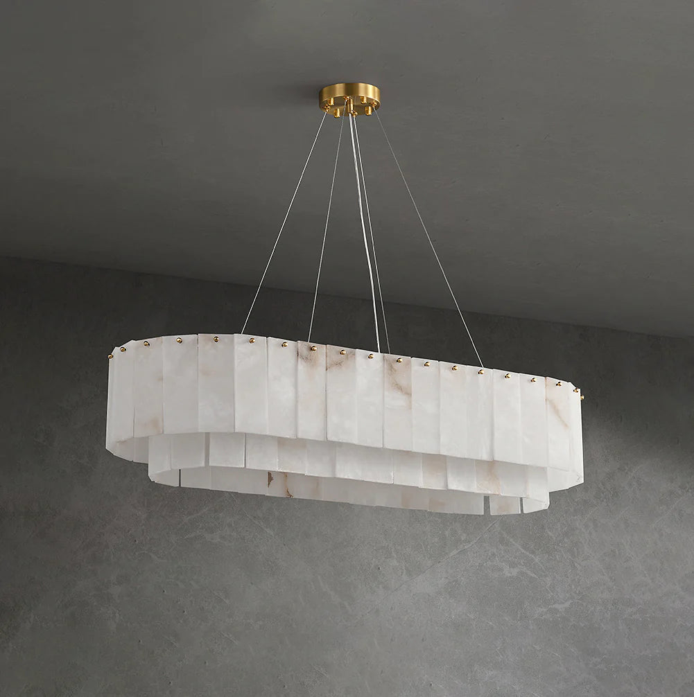 Rectangular Linear Alabaster Chandelier